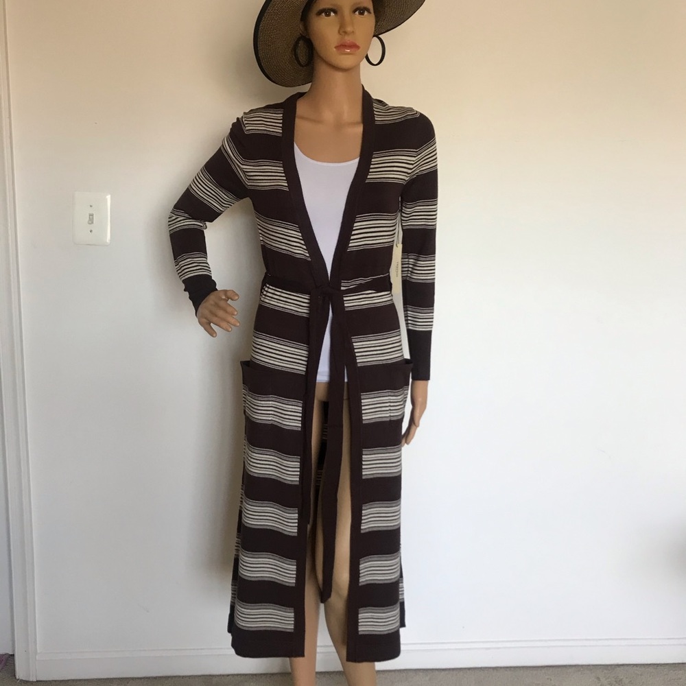 Vertigo Paris Striped Longline Cardigan Duster